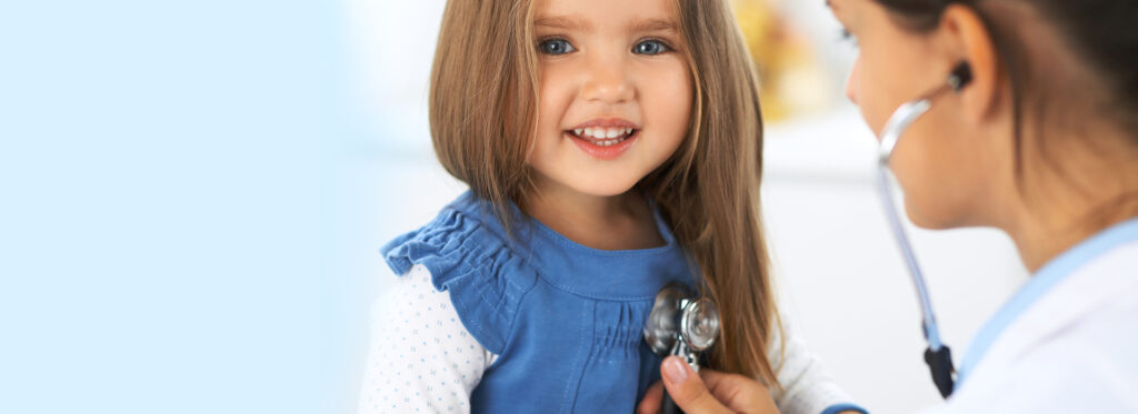 Happy child at pediatric check-up at emergency room in Abilene